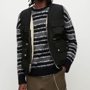 NWT AllSaints Reversible Tech Cargo Vest, Black, Cream, Size L